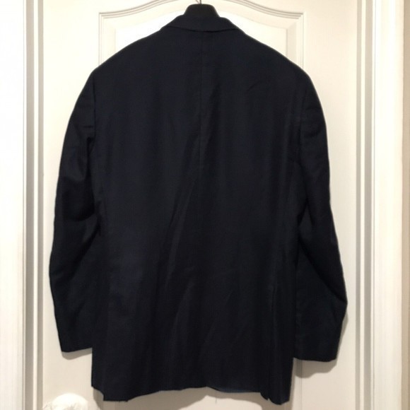 Saddlebred Men's Two Button Navy Blue Blazer Cotton Sport Coat Jacket Size 42L - Picture 3 of 13